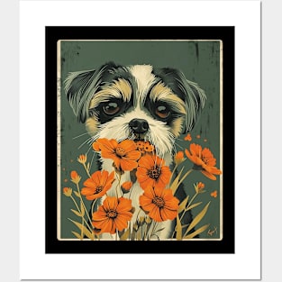 Shih Tzu Dog Flowers Photo Art Design For Dog Onwer Posters and Art